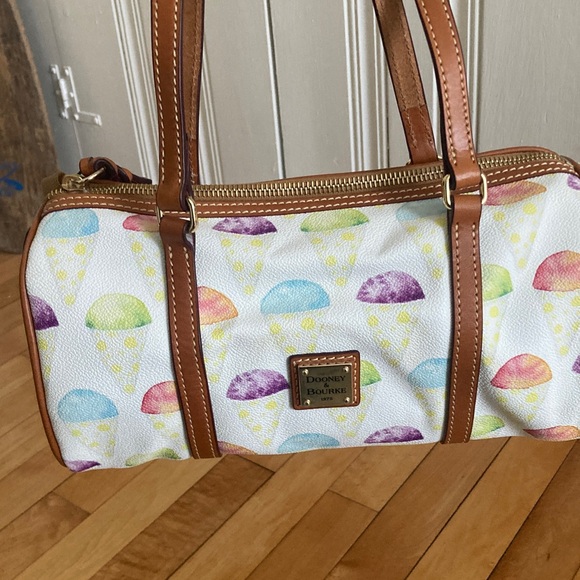 Dooney & Bourke White Shoulder Bag w/ Multicolor Ice-cream Cone Design - Picture 1 of 4